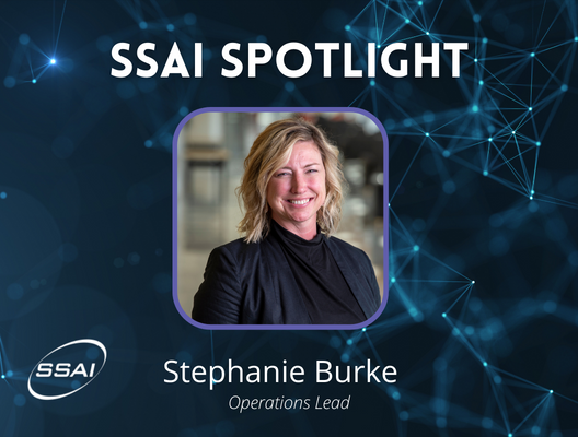 Stephanie in the SSAI Spotlight frame, her title is Operations Lead